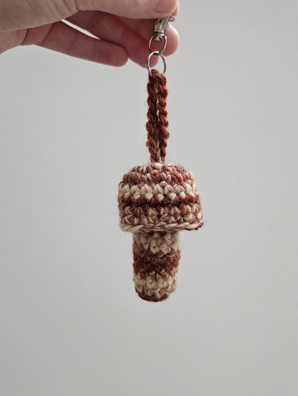 Handmade Mushroom Lip Balm Keychain - Brown & Tan